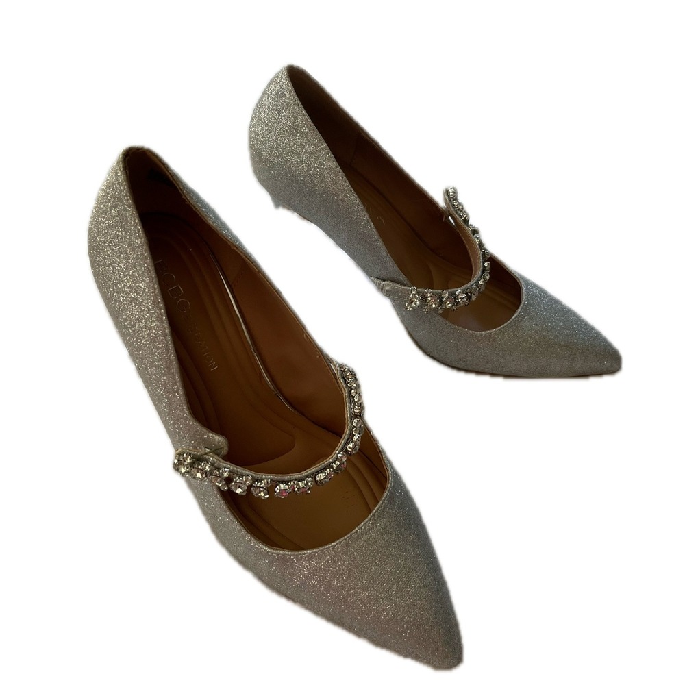 Y2k Bcbgeneration Silver Glitter Pointed Toe Heel… - image 4